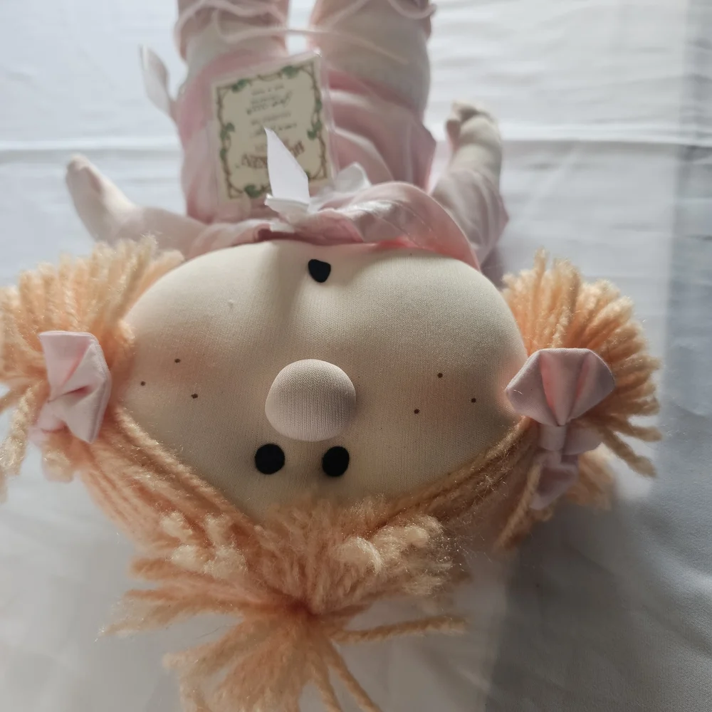 Vintage Plush Bumpkins ,Adorable Pink Doll with Dress